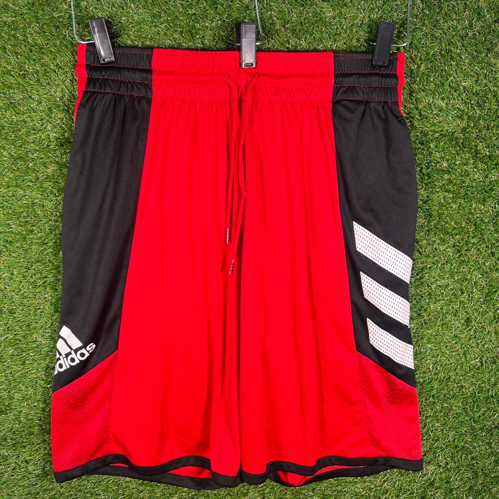 Adidas Mens Ergo Basketball Shorts‎ Red Black Mesh Athletic Gym Large